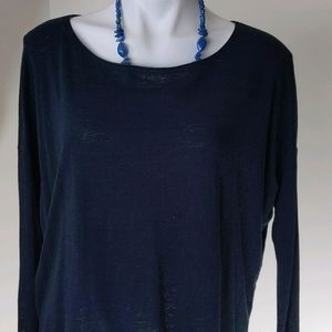Eileen Fisher long sleeve navy blue lightweight